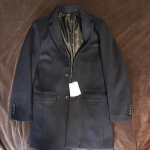 Pologize Long Business Wool Coat Navy Blue